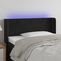 Изголовье со светодиодом, черное, 83x16x78/88 см, бархат цена и информация | Кровати | pigu.lt