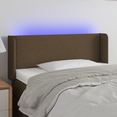 Galvūgalis su LED, Audinys, 93x16x78/88cm, tamsiai ruda kaina ir informacija | Lovos | pigu.lt