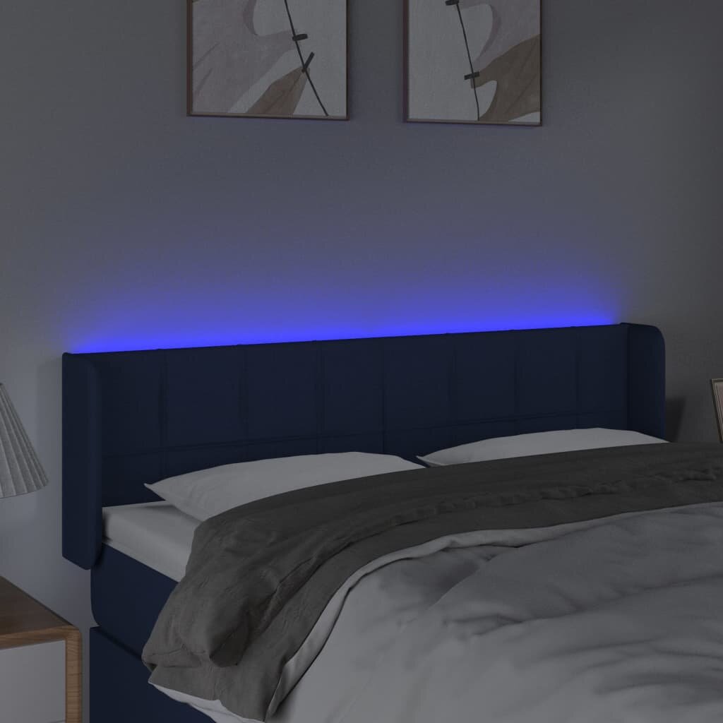 vidaXL Galvūgalis su LED, mėlynos spalvos kaina ir informacija | Lovos | pigu.lt
