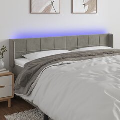 Galvūgalis su led, šviesiai pilkas, 163x16x78/88cm kaina ir informacija | Lovos | pigu.lt