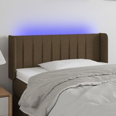 Galvūgalis su LED, Audinys, 93x16x78/88cm, tamsiai ruda kaina ir informacija | Lovos | pigu.lt