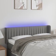 Galvūgalis su LED, Audinys, 147x16x78/88cm, tamsiai pilka цена и информация | Кровати | pigu.lt