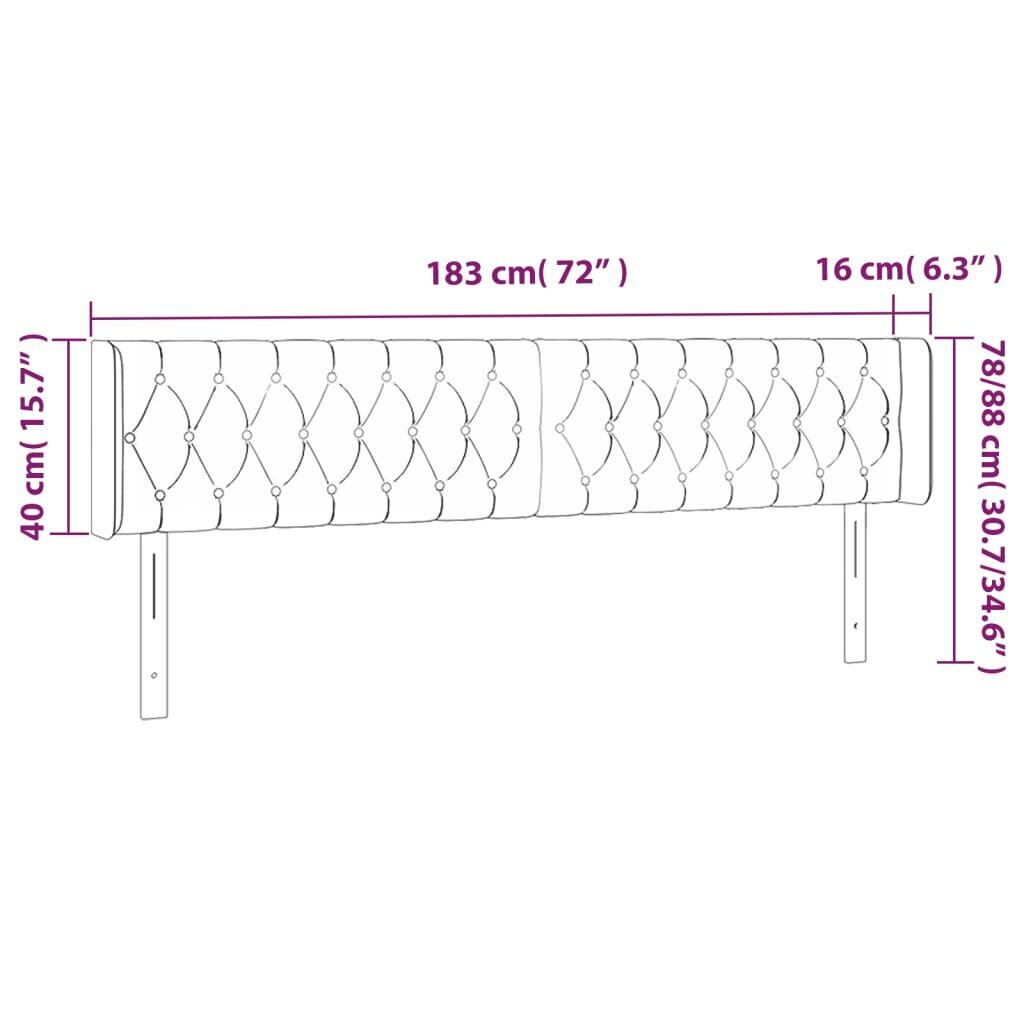 Galvūgalis su led, juodas, 183x16x78/88cm kaina ir informacija | Lovos | pigu.lt