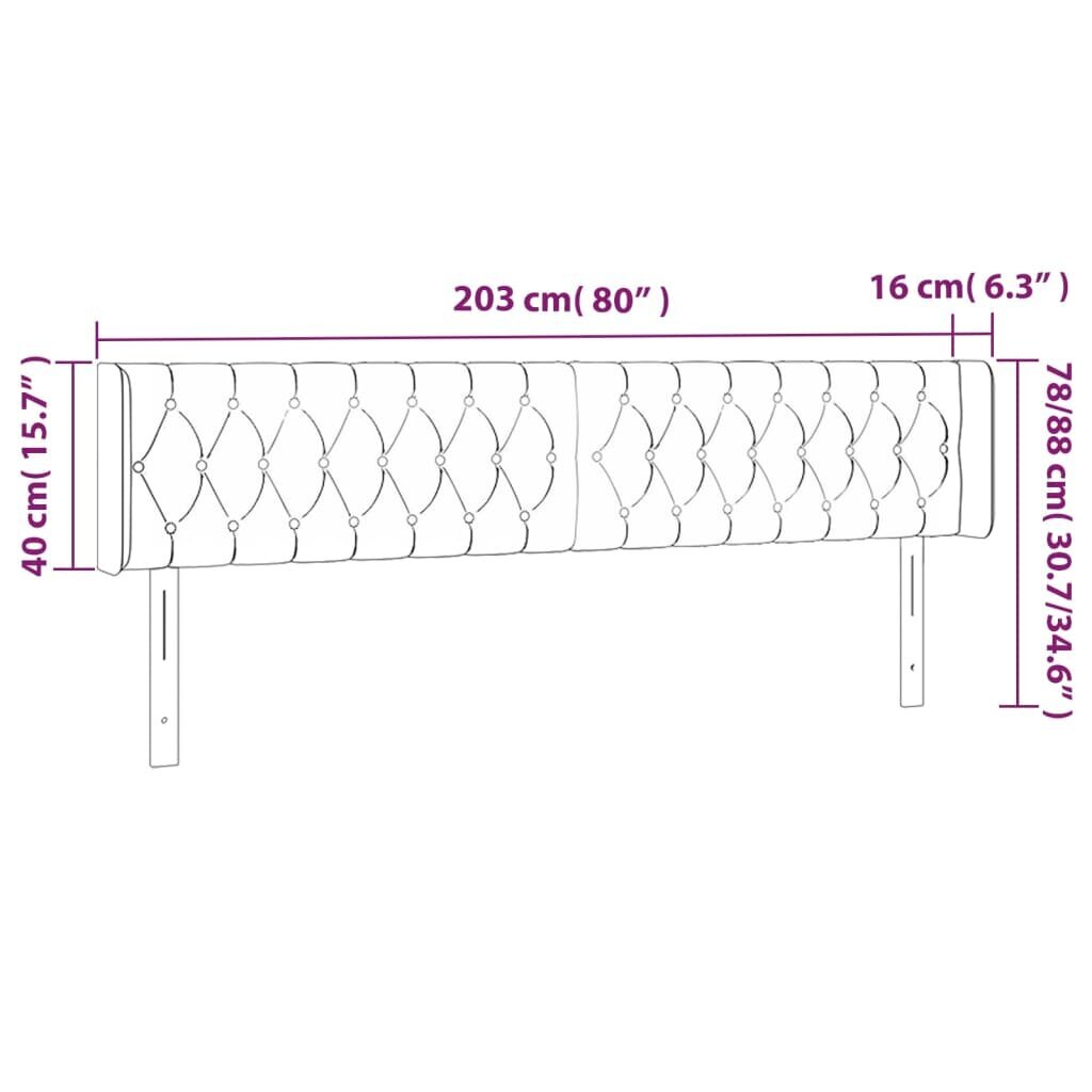 Galvūgalis su led, juodas, 203x16x78/88cm kaina ir informacija | Lovos | pigu.lt