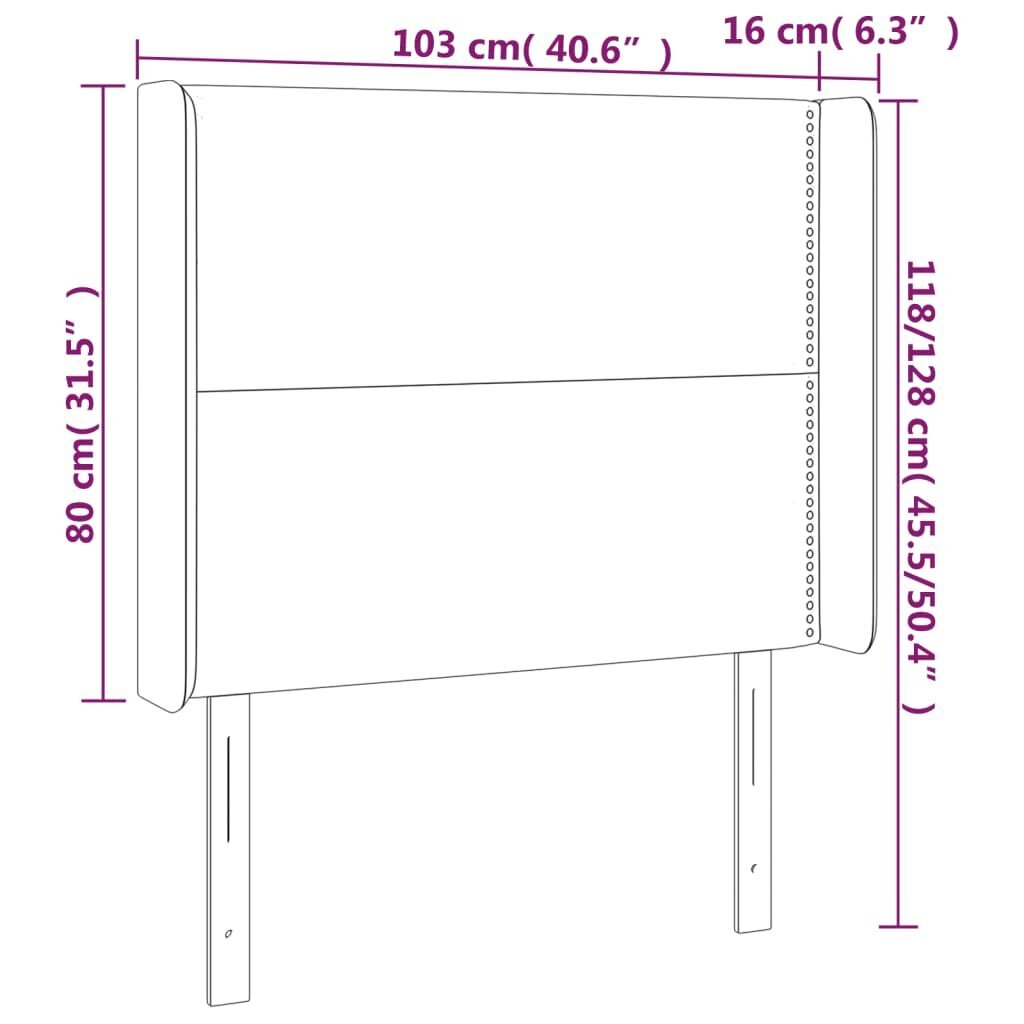 Galvūgalis su led, baltas, 103x16x118/128 cm kaina ir informacija | Lovos | pigu.lt