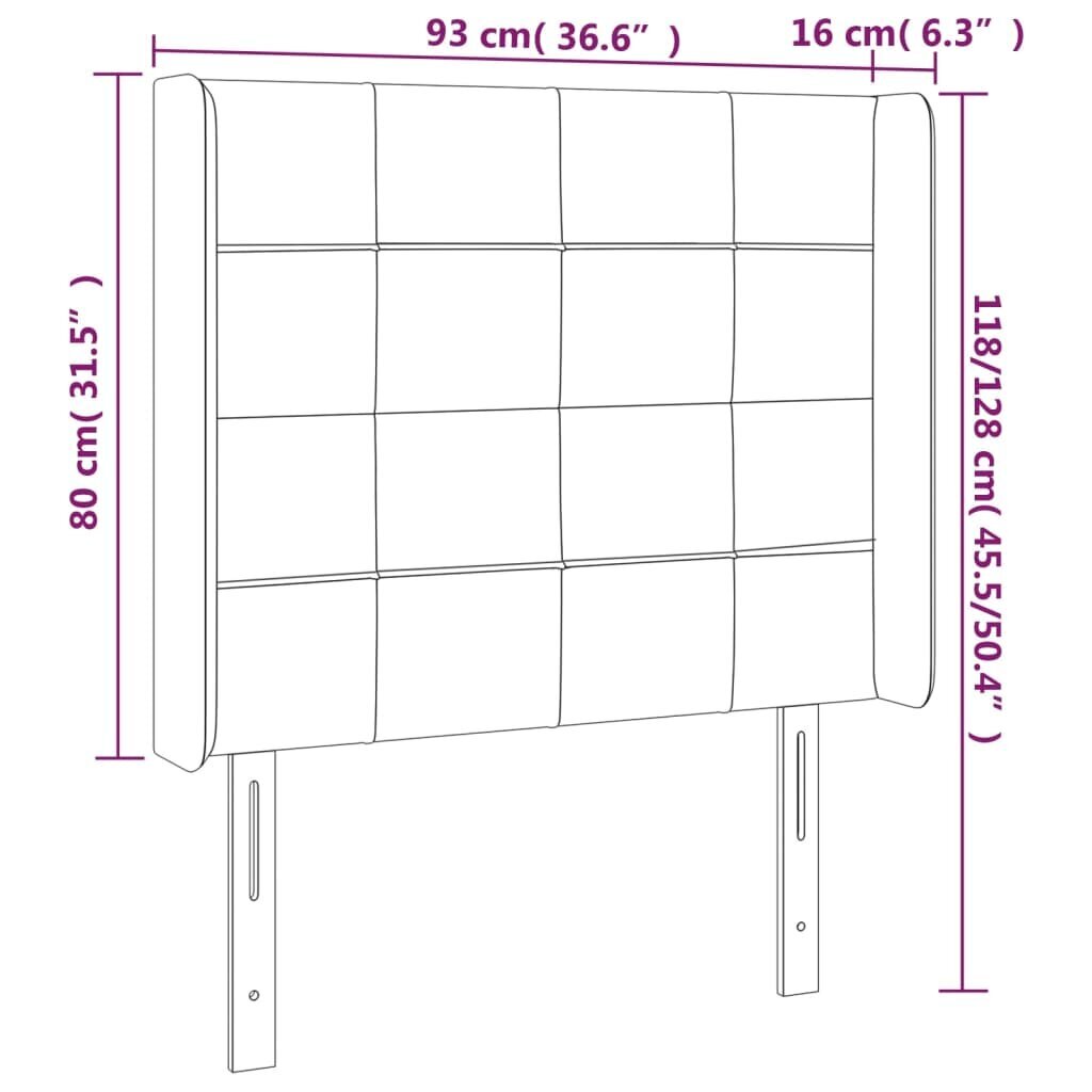 Galvūgalis su LED vidaXL, Audinys, 93x16x118/128cm, taupe spalva kaina ir informacija | Lovos | pigu.lt