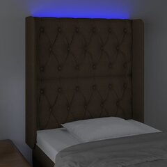 Galvūgalis su LED, Audinys, 83x16x118/128cm, tamsiai ruda kaina ir informacija | Lovos | pigu.lt