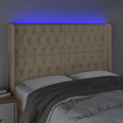 Galvūgalis su LED, Audinys, 147x16x118/128 cm, kreminė spalva kaina ir informacija | Lovos | pigu.lt