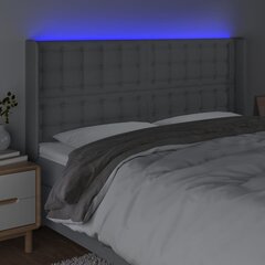 Galvūgalis su LED vidaXL, Audinys, 183x16x118/128cm, šviesiai pilka kaina ir informacija | Lovos | pigu.lt