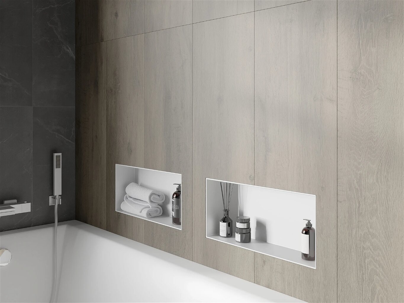 Mexen X-Wall-NR įleidžiama sieninė lentyna, 45x20 cm, White kaina ir informacija | Vonios kambario aksesuarai | pigu.lt