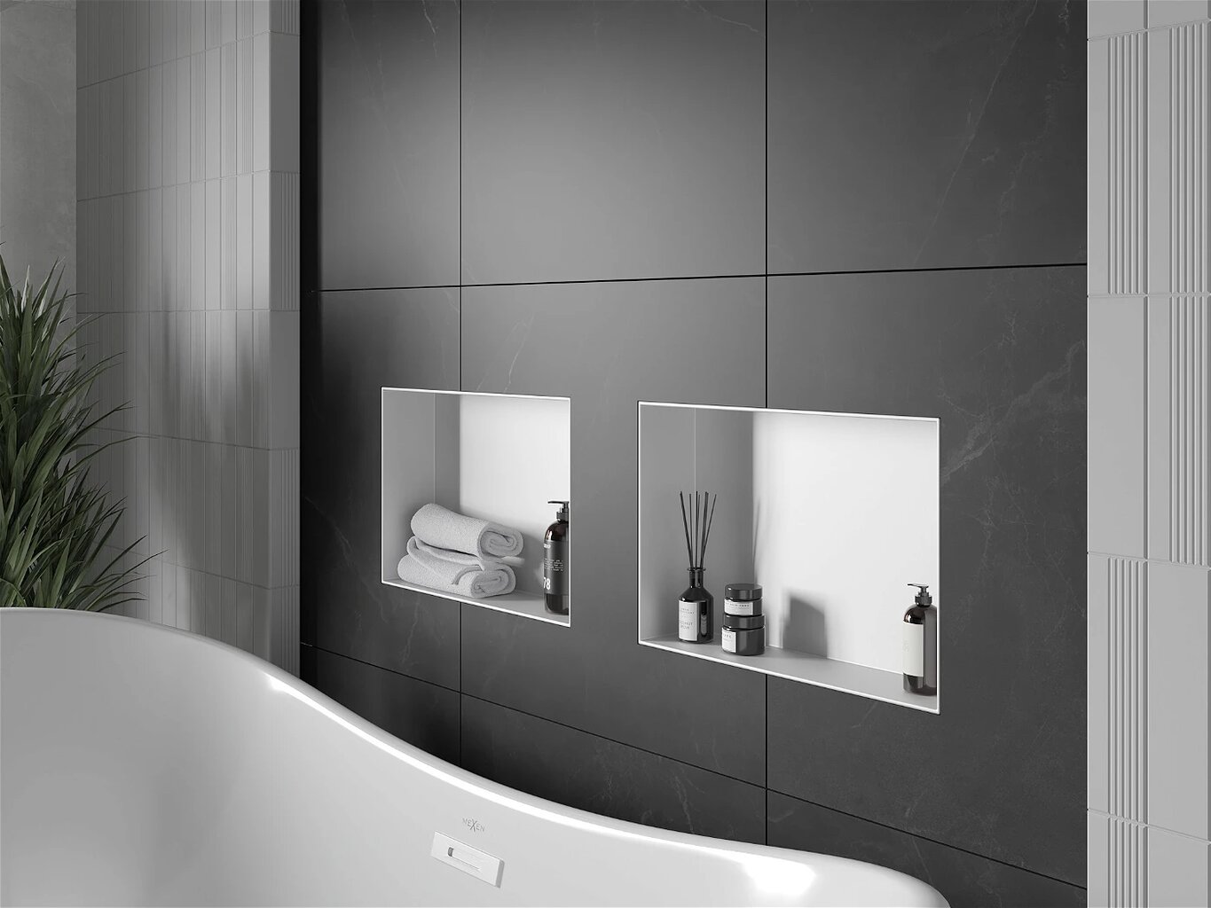 Mexen X-Wall-NR įleidžiama sieninė lentyna, 45x30 cm, White цена и информация | Vonios kambario aksesuarai | pigu.lt