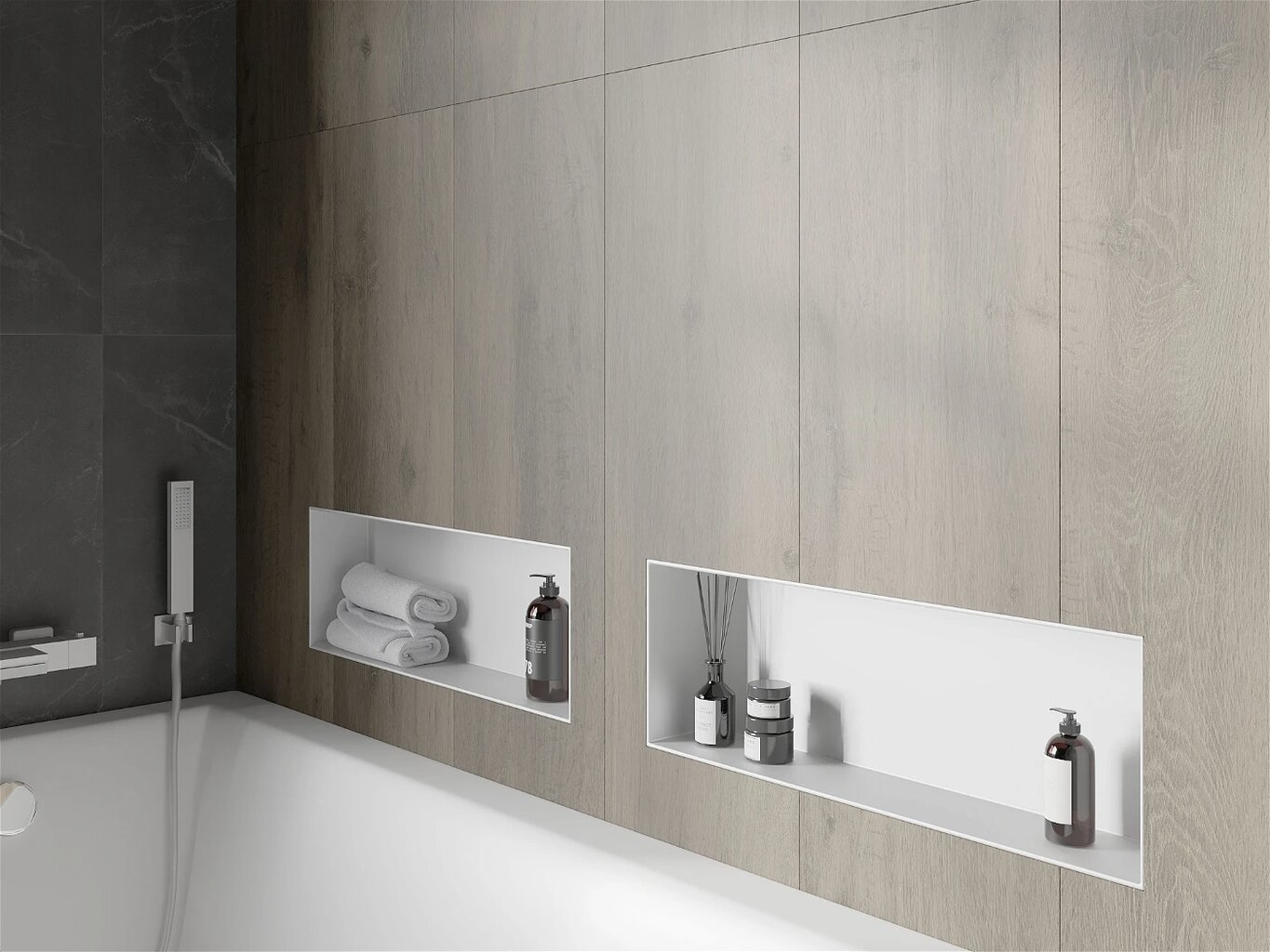 Mexen X-Wall-NR įleidžiama sieninė lentyna, 60x20 cm, White kaina ir informacija | Vonios kambario aksesuarai | pigu.lt