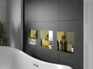 Mexen X-Wall-NR įleidžiama sieninė lentyna, 30x30 cm, Gold цена и информация | Набор акскссуаров для ванной | pigu.lt