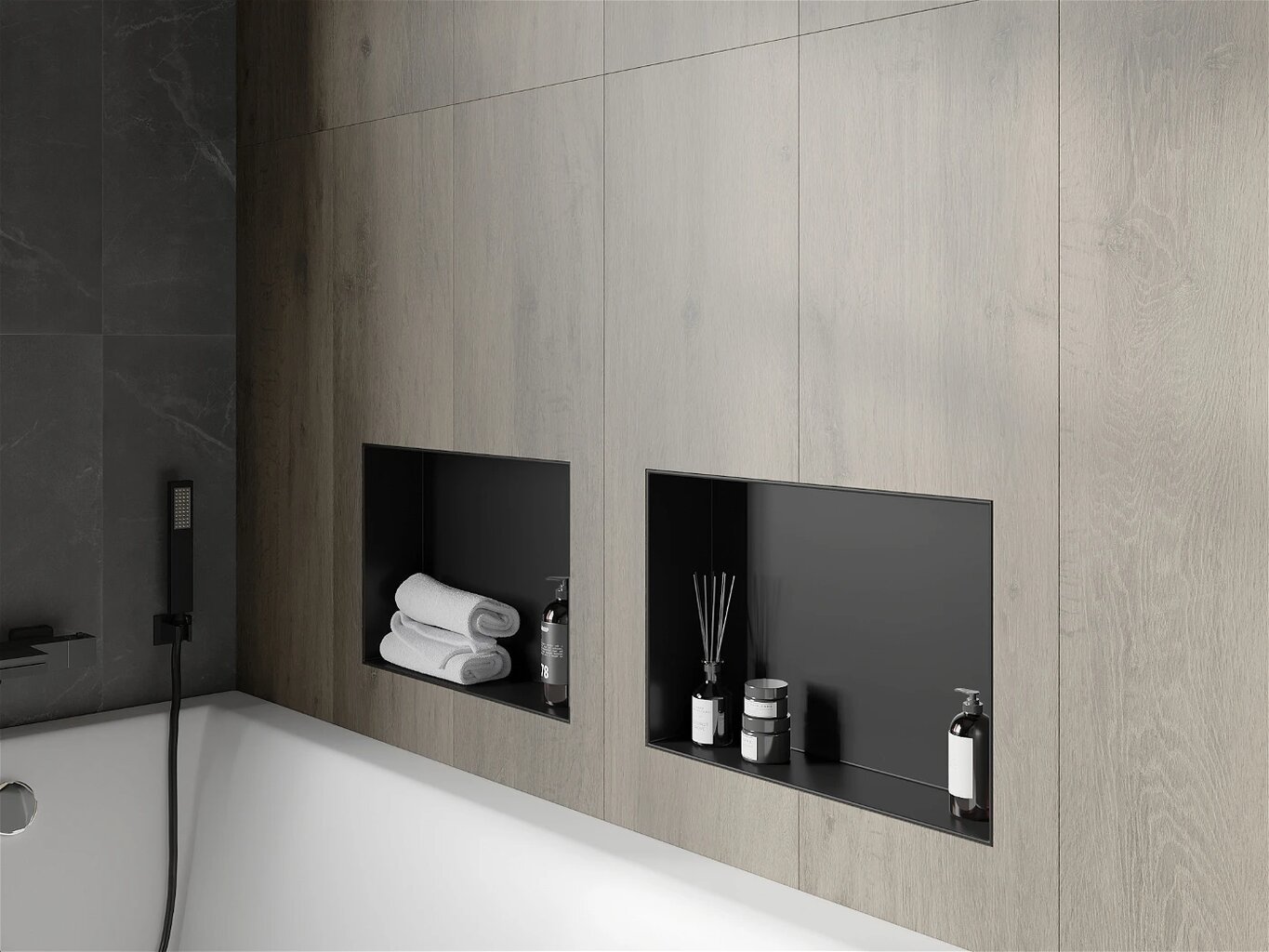 Mexen X-Wall-NR įleidžiama sieninė lentyna, 45x30 cm, Black kaina ir informacija | Vonios kambario aksesuarai | pigu.lt