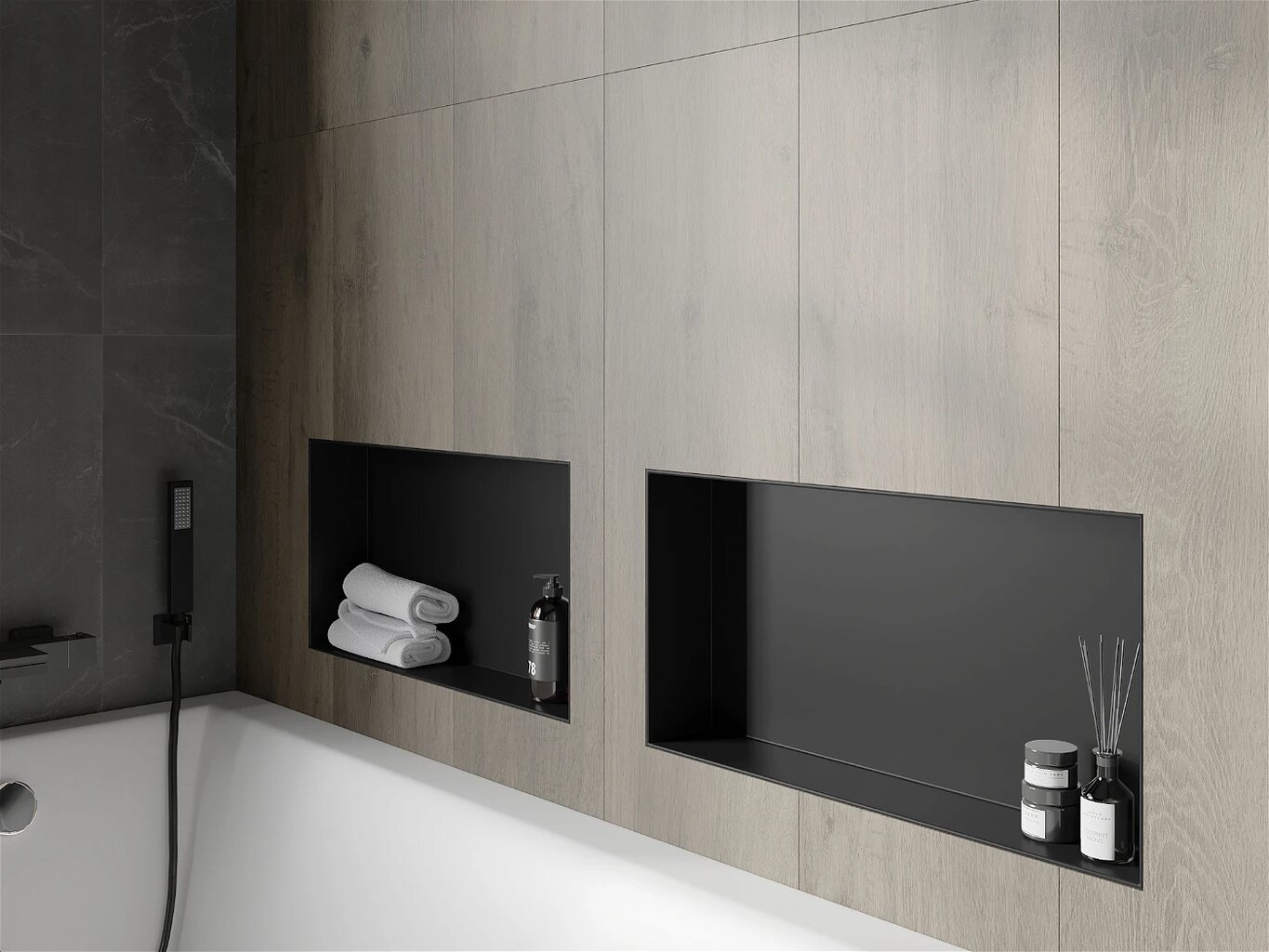 Mexen X-Wall-NR įleidžiama sieninė lentyna, 60x30 cm, Black kaina ir informacija | Vonios kambario aksesuarai | pigu.lt