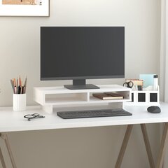 Monitoriaus stovas vidaXL, Pušies medienos masyvas, 60x27x14cm, balta цена и информация | Кронштейны для монитора | pigu.lt