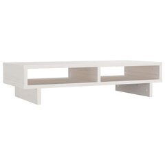 Monitoriaus stovas vidaXL, Pušies medienos masyvas, 60x27x14cm, balta цена и информация | Кронштейны для монитора | pigu.lt