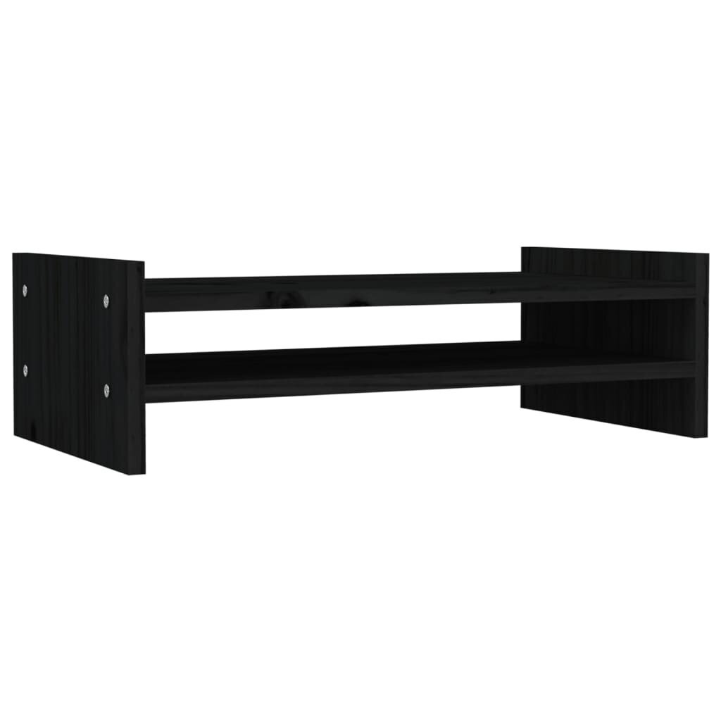 Monitoriaus stovas vidaXL, Pušies medienos masyvas, 50x27x15cm, juoda kaina ir informacija | Monitorių laikikliai | pigu.lt
