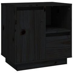 Naktinė spintelė vidaXL, Pušies medienos masyvas, 50x34x50cm, juoda kaina ir informacija | Spintelės prie lovos | pigu.lt