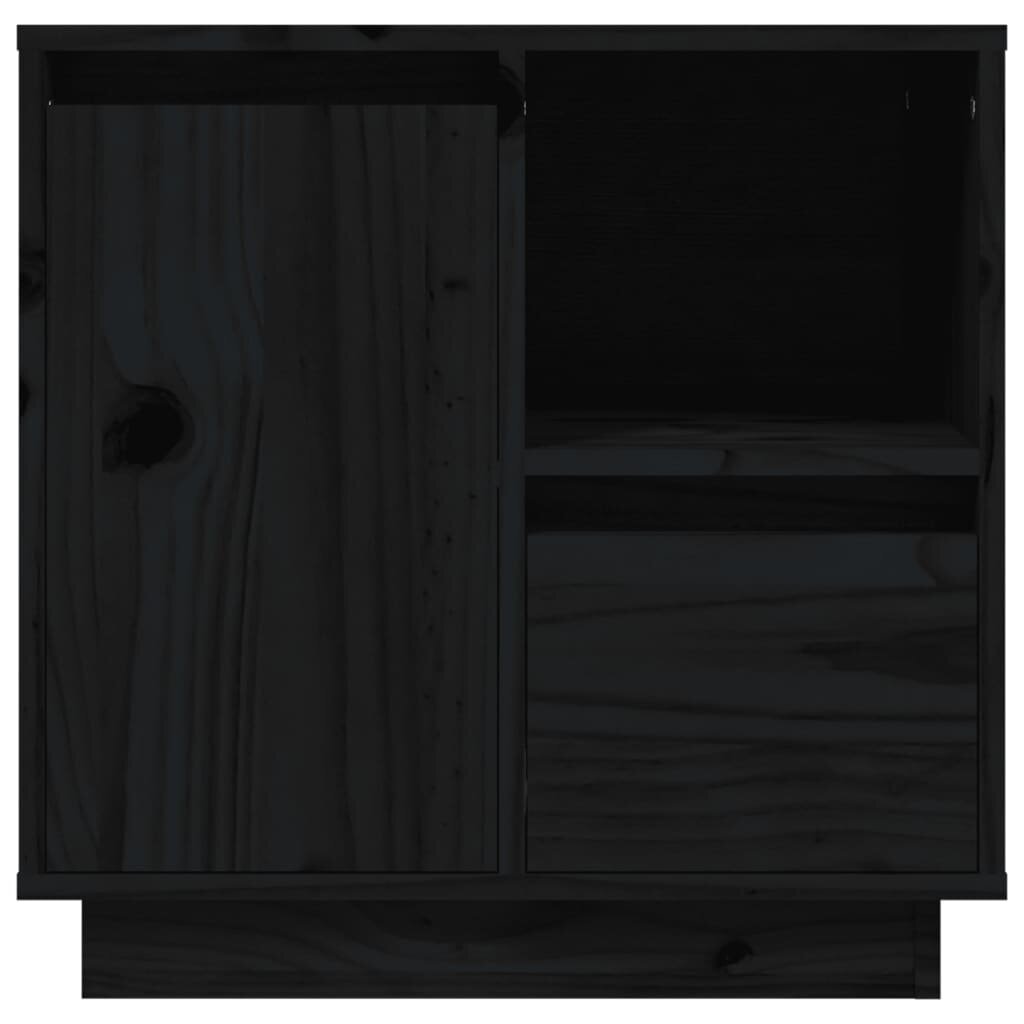 Naktinė spintelė vidaXL, Pušies medienos masyvas, 50x34x50cm, juoda kaina ir informacija | Spintelės prie lovos | pigu.lt