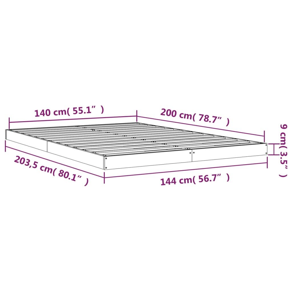 vidaXL Lovos rėmas, 140x200cm, pušies medienos masyvas kaina ir informacija | Lovos | pigu.lt