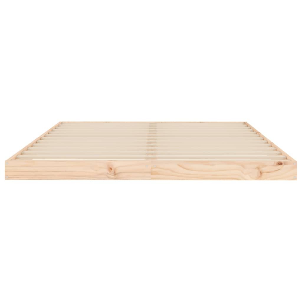 vidaXL Lovos rėmas, 135x190cm, pušies medienos masyvas, dvivietis kaina ir informacija | Lovos | pigu.lt