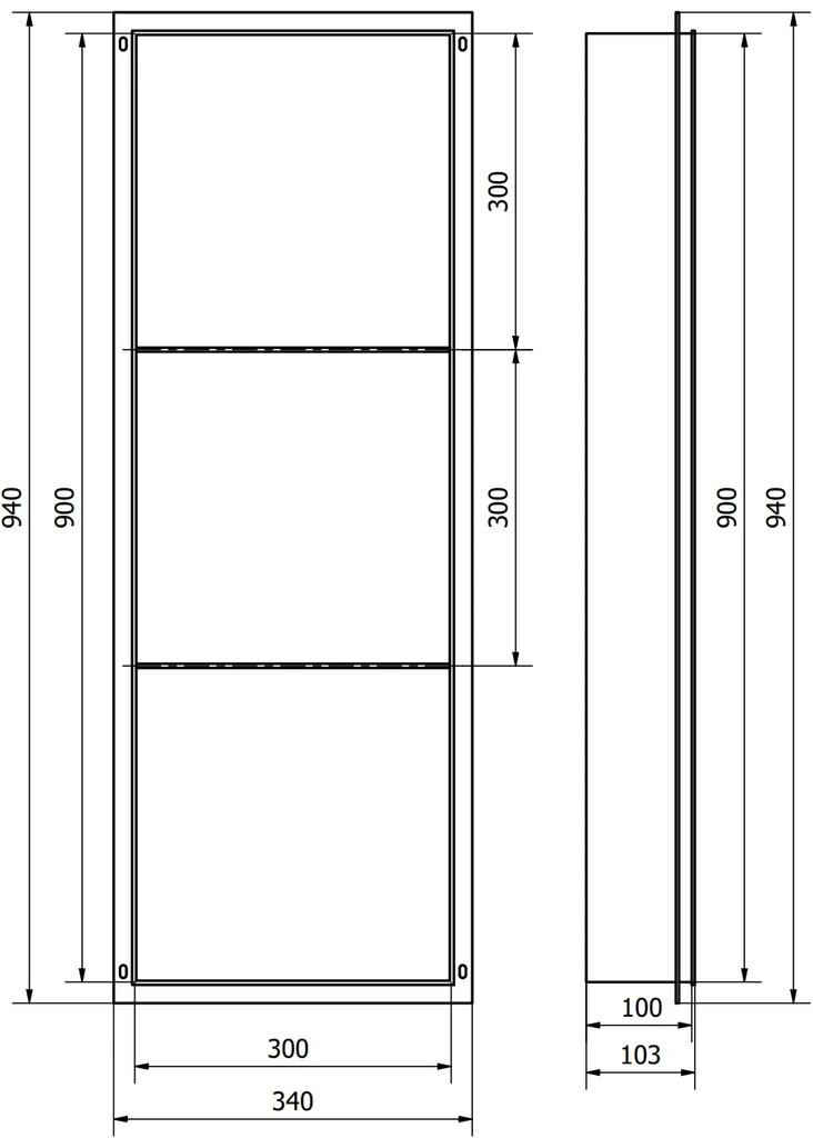 Mexen X-Wall-NR įleidžiama sieninė lentyna 3l, 90x30 cm, Black цена и информация | Vonios kambario aksesuarai | pigu.lt