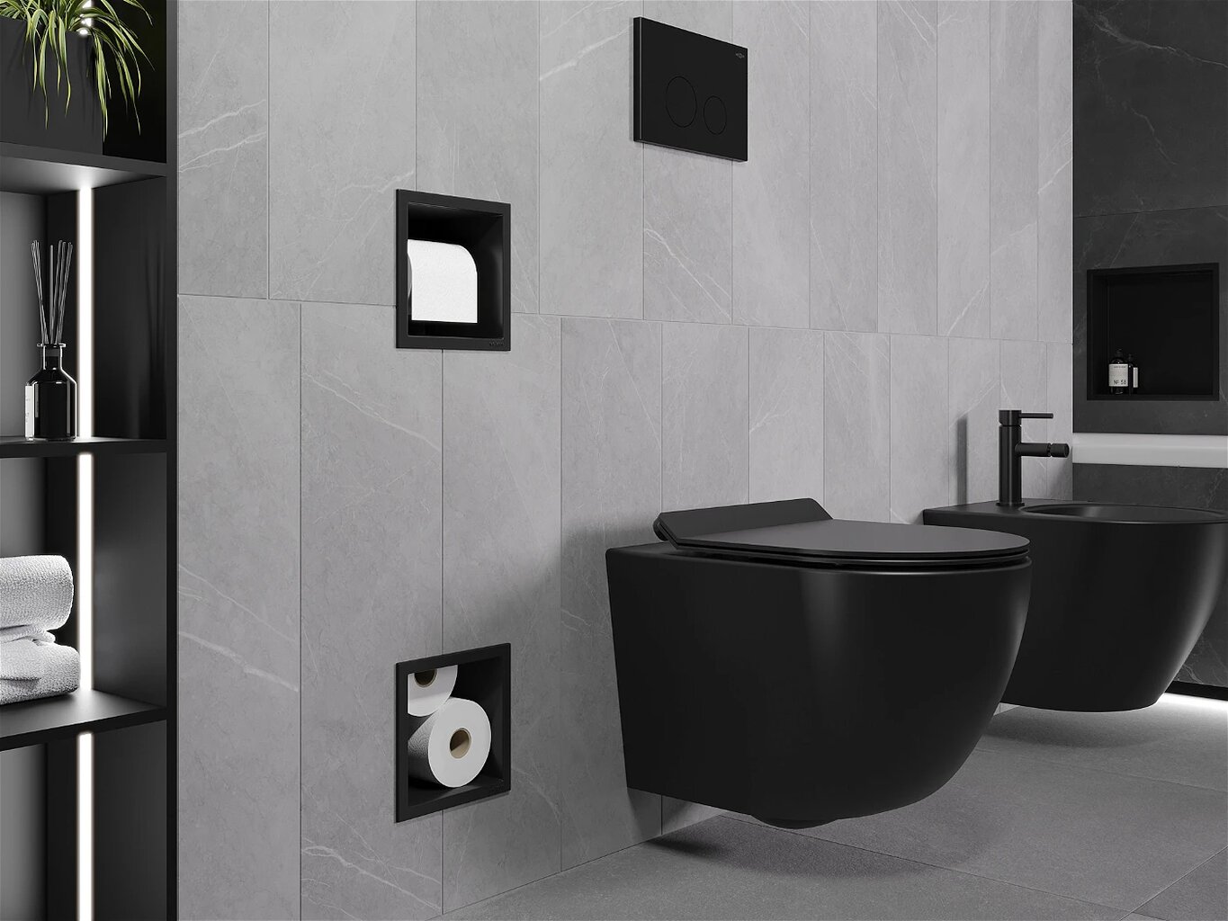 Mexen X-Wall-BP potinkinis tualetinio popieriaus laikiklis su dėklu, Black kaina ir informacija | Vonios kambario aksesuarai | pigu.lt