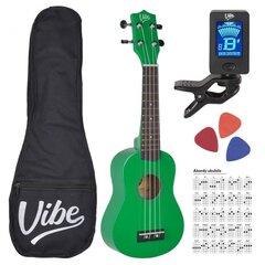 Комплект укулеле Сопрано VIBE UK21, зеленый цвет цена и информация | Гитары | pigu.lt
