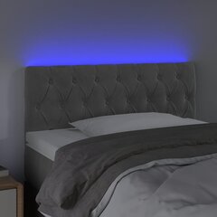 Galvūgalis su LED vidaXL, Aksomas, 100x7x78/88cm, šviesiai pilka kaina ir informacija | Lovos | pigu.lt