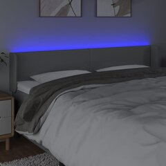 Galvūgalis su LED vidaXL, Audinys, 163x16x78/88cm, šviesiai pilka kaina ir informacija | Lovos | pigu.lt