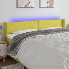 Galvūgalis su LED, Audinys, 163x16x78/88cm, žalia цена и информация | Кровати | pigu.lt