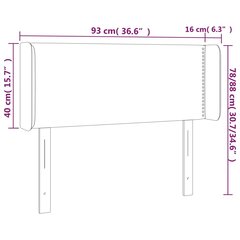 Galvūgalis su LED, juodas, 93x16x78/88cm цена и информация | Кровати | pigu.lt