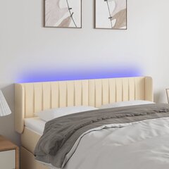 Galvūgalis su LED, Audinys, 147x16x78/88cm, kreminė spalva kaina ir informacija | Lovos | pigu.lt