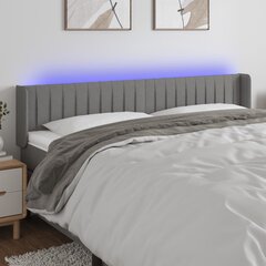 Galvūgalis su LED, Audinys, 163x16x78/88cm, tamsiai pilka kaina ir informacija | Lovos | pigu.lt