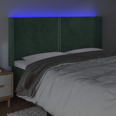 Galvūgalis su LED, Aksomas, 203x16x118/128cm, tamsiai žalia цена и информация | Кровати | pigu.lt