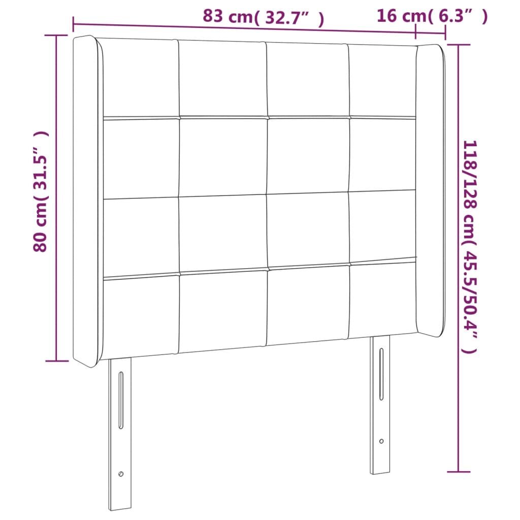 Galvūgalis su LED vidaXL, Aksomas, 83x16x118/128cm, rožinė spalva kaina ir informacija | Lovos | pigu.lt