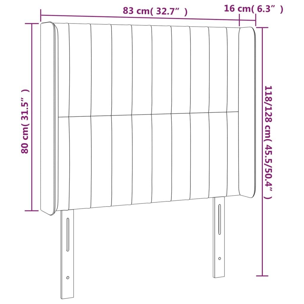 Galvūgalis su LED vidaXL, Aksomas, 83x16x118/128cm, rožinė spalva kaina ir informacija | Lovos | pigu.lt