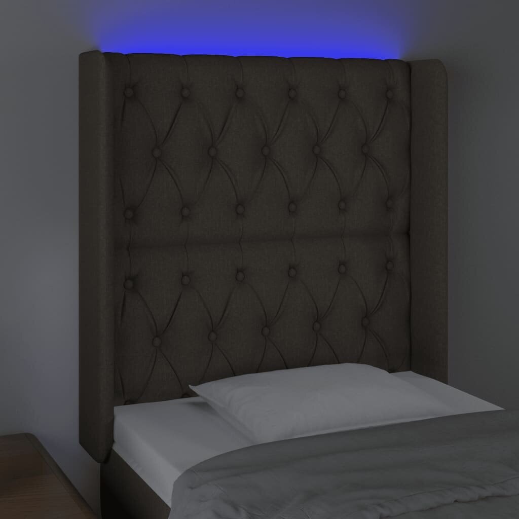 Galvūgalis su LED, Audinys, 83x16x118/128cm, taupe spalva kaina ir informacija | Lovos | pigu.lt