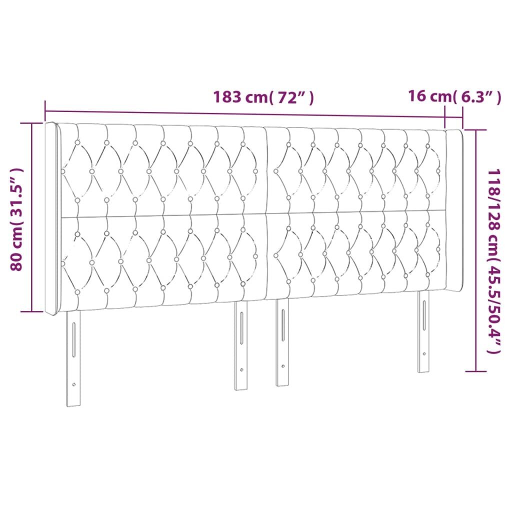 Galvūgalis su led, juodas, 183x16x118/128cm kaina ir informacija | Lovos | pigu.lt