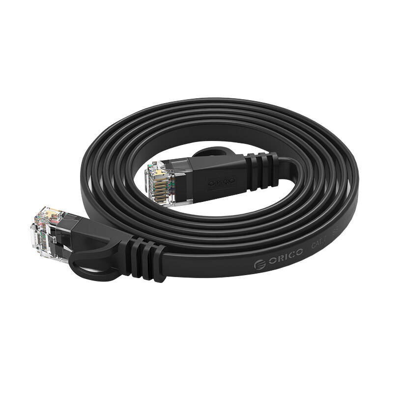 Plokščias Interneto kabelis Orico, RJ45, Cat.6, 5m juodas kaina ir informacija | Kabeliai ir laidai | pigu.lt
