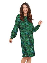 Велюровое платье прямого кроя "Neda Green - Black - Blue Floral Print Velour" Lega цена и информация | Платья | pigu.lt