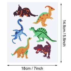 Алмазные мозаичные наклейки-динозавры 5D, 6 шт. цена и информация | Алмазная мозаика | pigu.lt