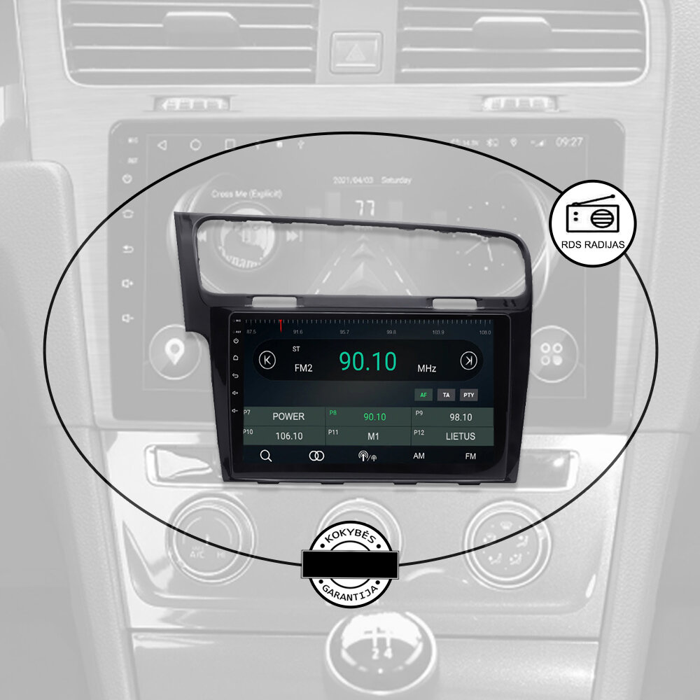 Volkswagen Golf 7 2011-21 Android kaina ir informacija | Automagnetolos, multimedija | pigu.lt