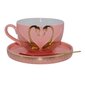 Puodelio ir lėkštutės rinkinys Gulbės, rožinė kaina ir informacija | Originalūs puodeliai | pigu.lt