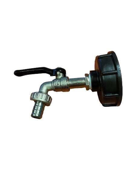 Metalinis IBC ventilis 60 mm su pajungimu laistymo žarnai ½" (juoda rankena) kaina ir informacija | Laistymo įranga, purkštuvai | pigu.lt