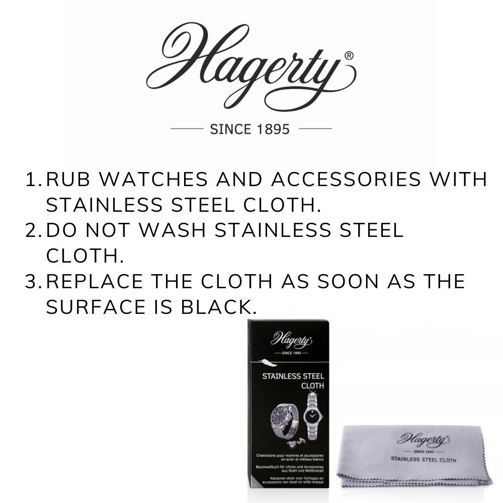 Hagerty Stainless Steel Watch Cloth laikrodžių ir aksesuarų priežiūros priemonė kaina ir informacija | Valikliai | pigu.lt