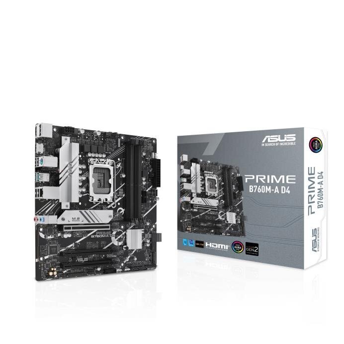 Asus PRIME B760M-A D4, Micro ATX, LGA1700, DDR4 цена и информация | Pagrindinės plokštės | pigu.lt