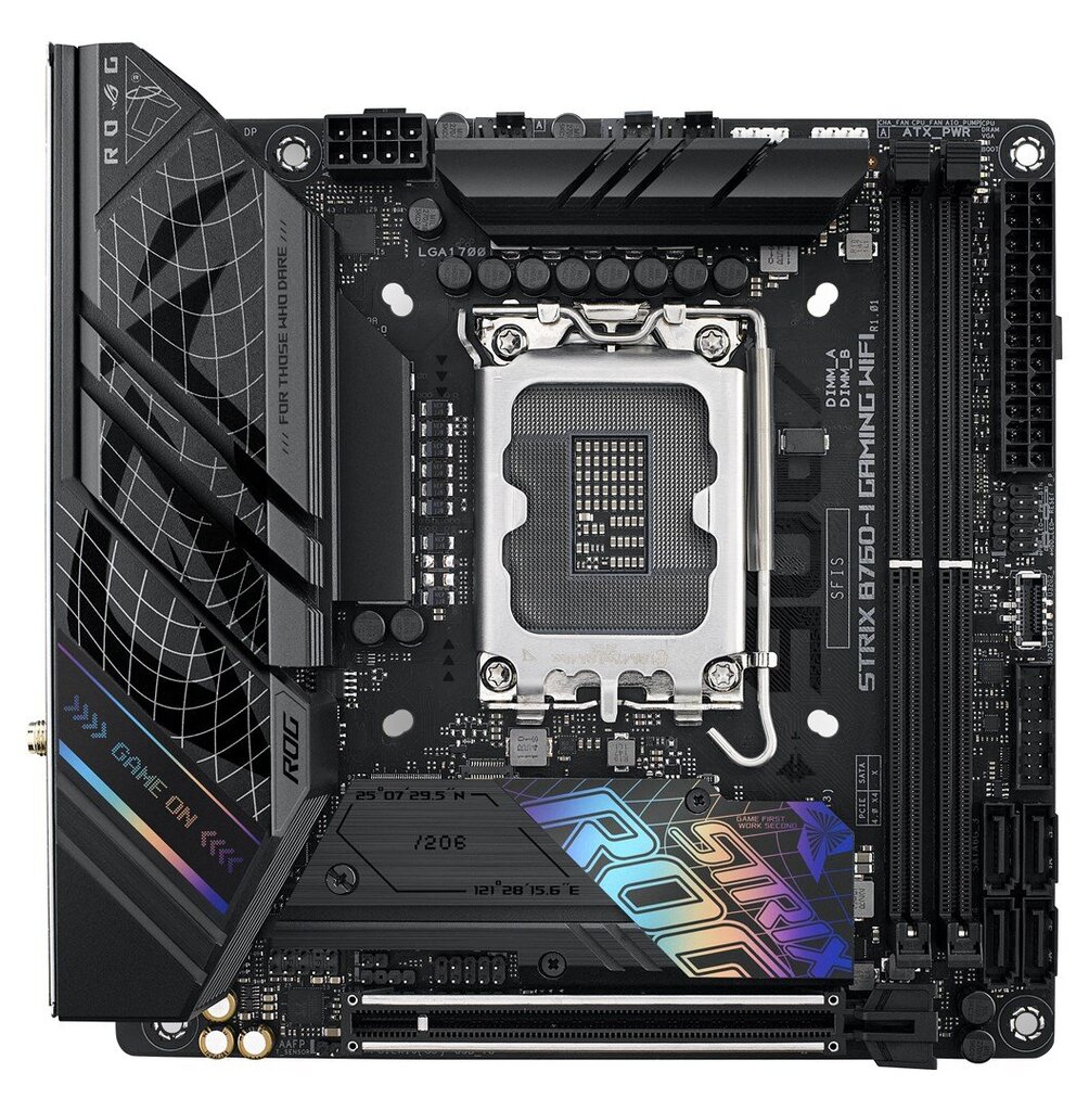 Asus ROG STRIX B760-I GAMING WIFI, Mini ITX, LGA1700, DDR5 цена и информация | Pagrindinės plokštės | pigu.lt