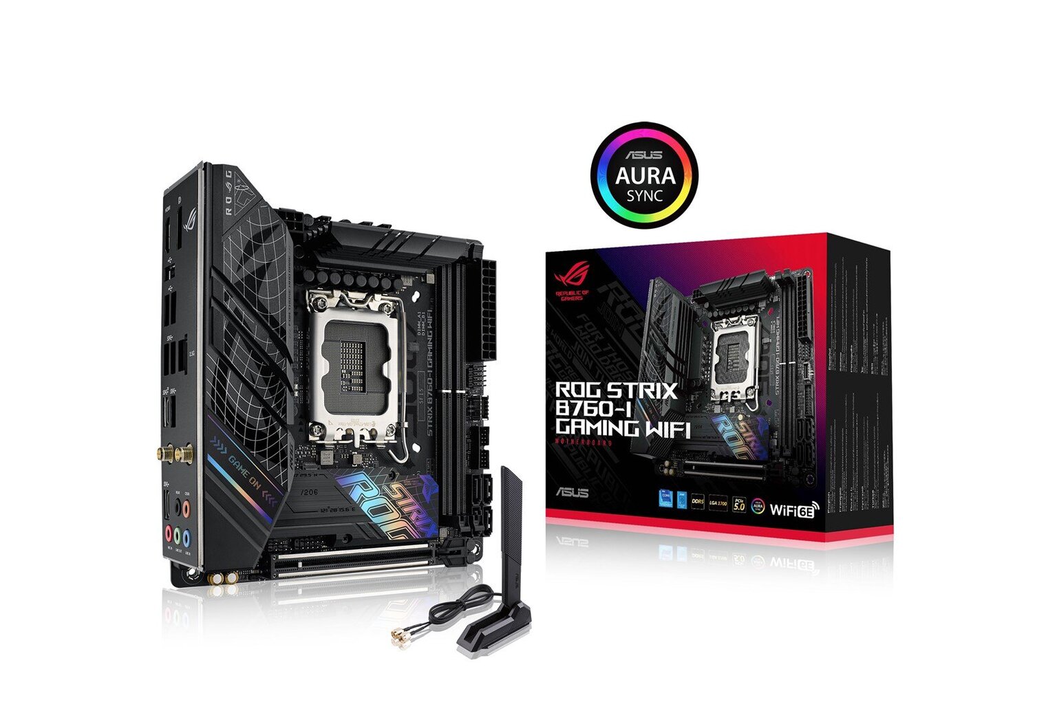 Asus ROG STRIX B760-I GAMING WIFI, Mini ITX, LGA1700, DDR5 kaina ir informacija | Pagrindinės plokštės | pigu.lt